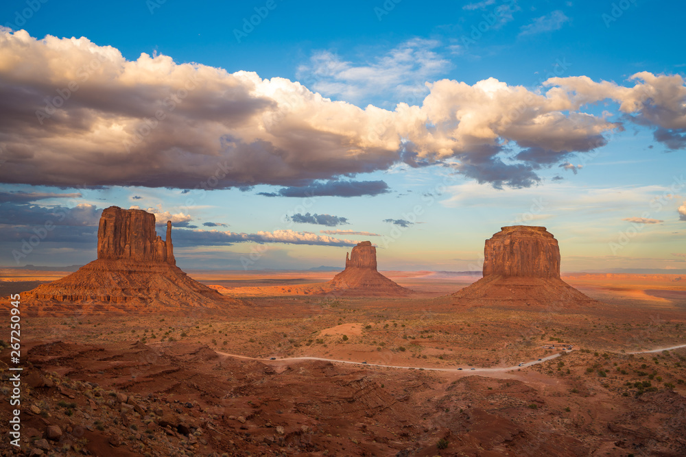 Monument Valley classic view with clouds Monument Valley classic view with clouds