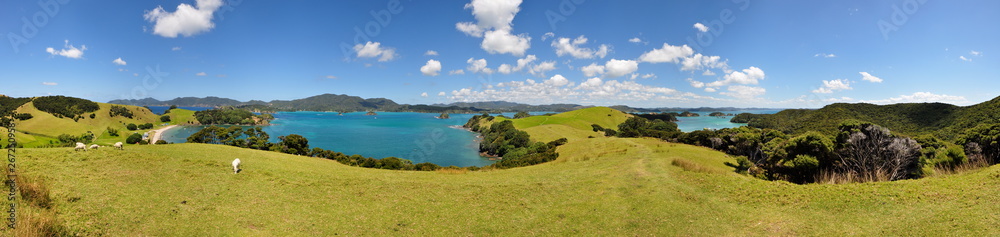 Panorama of the Bay of Islands in New Zealand