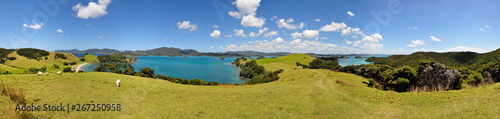 Panorama of the Bay of Islands in New Zealand