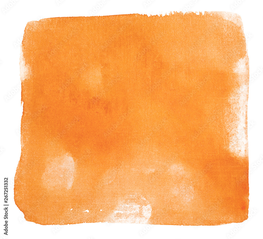 Orange watercolor square stain on white background isolated - obrazy, fototapety, plakaty 