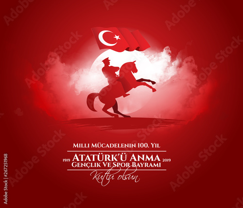 vector illustration 19 mayis Ataturk'u Anma, Genclik ve Spor Bayramiz