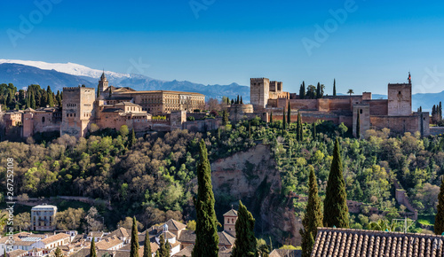 View of Alhambra Palace in Granada, Spain in Europe