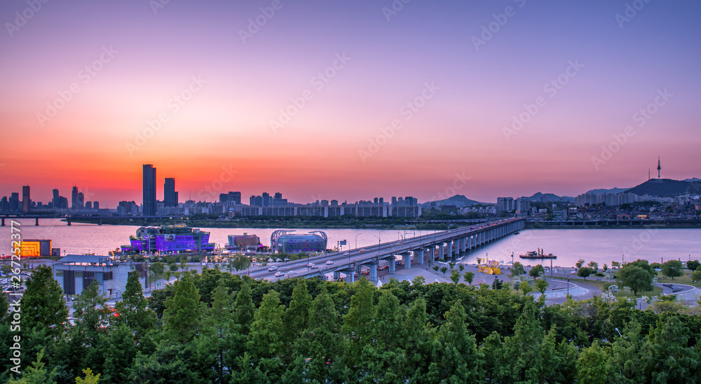 panoramic view of the city seoul  south korea