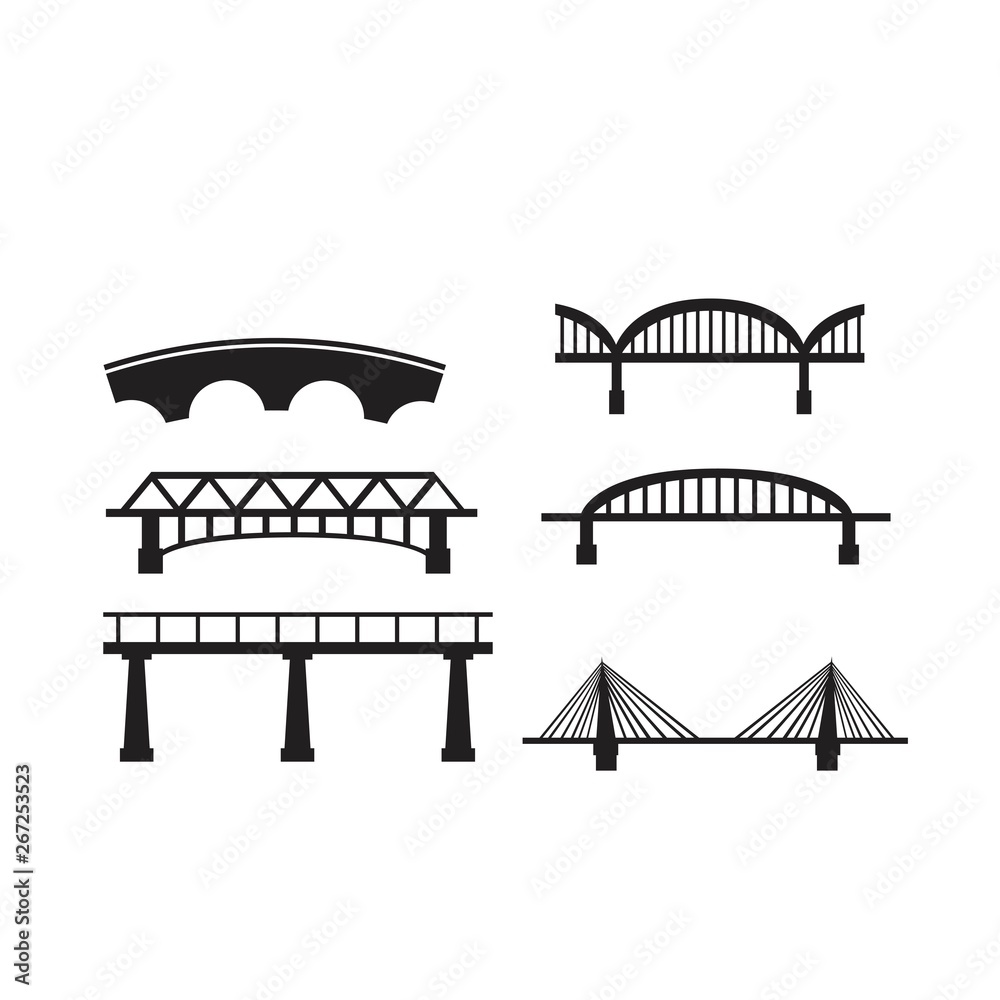 Naklejka premium Bridge Icon Set on White Background. Vector