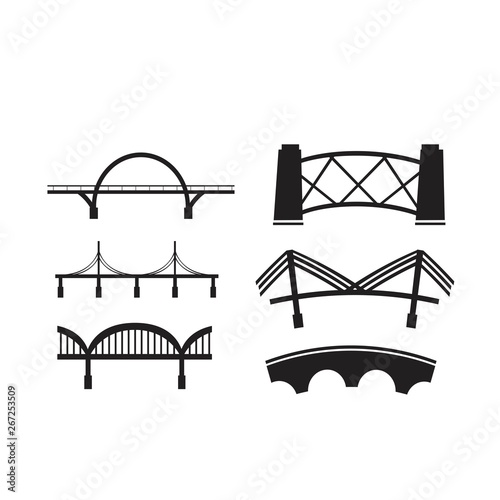 Fototapeta Naklejka Na Ścianę i Meble -  Bridge Icon Set on White Background. Vector