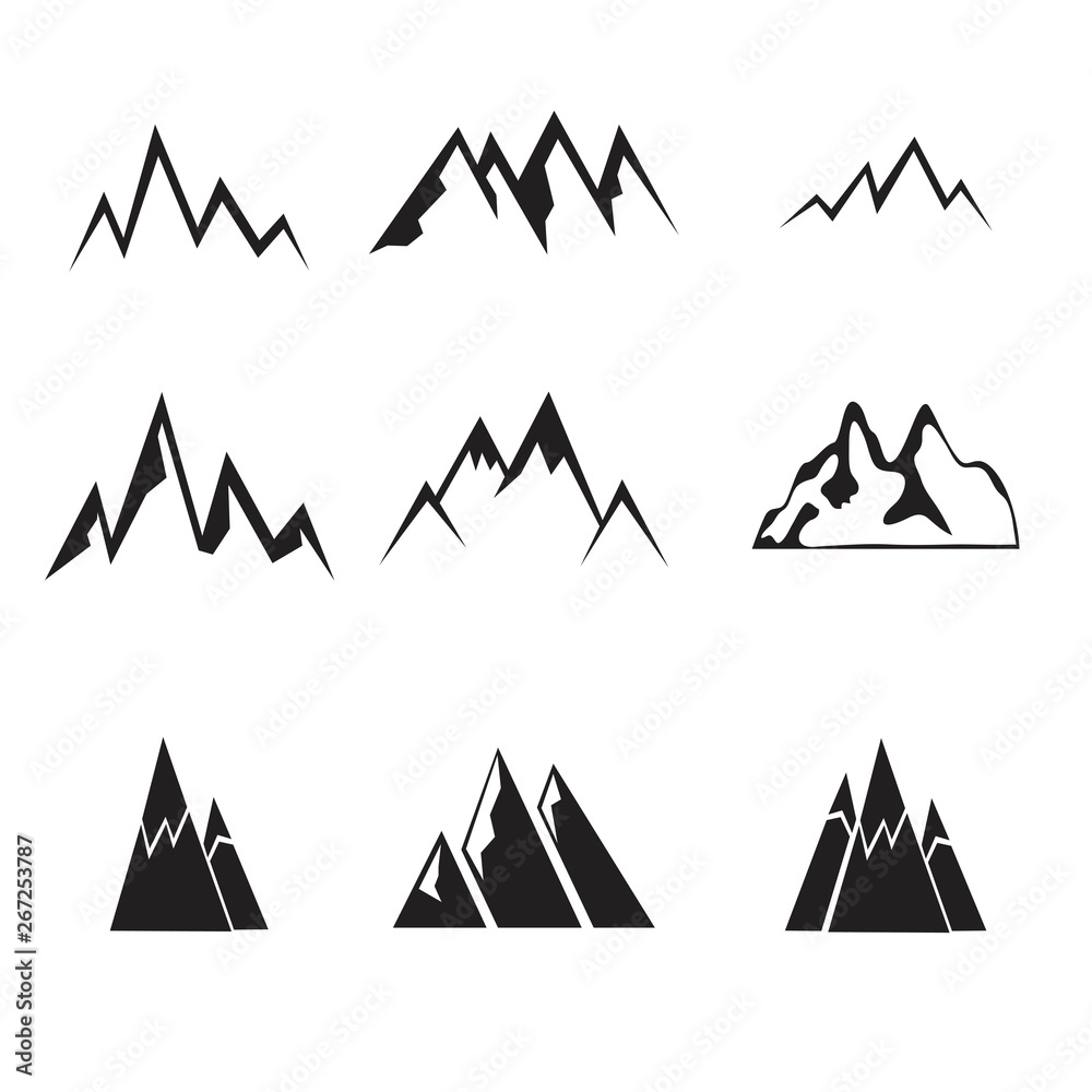 Mountain icons set. Mountain icons set.