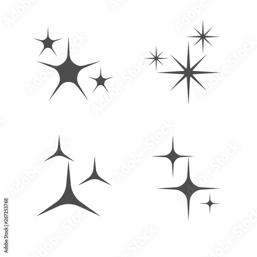Sparkle, star icon set. Vector illustration, flat design.