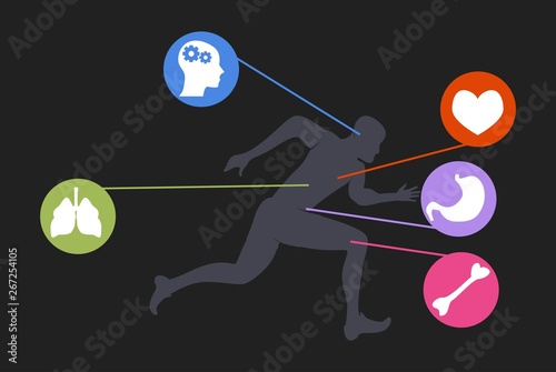 Jogging man, running guy, fitness exercise lifestyle cartoon