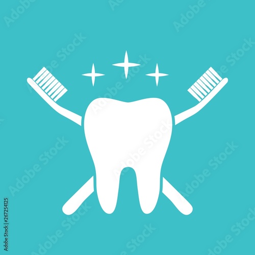 Tooth icon in flat style