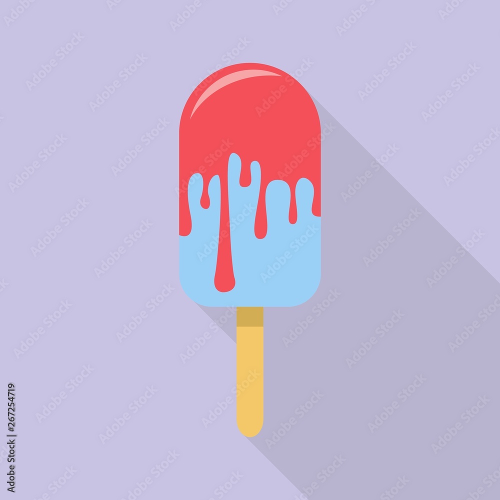 Fototapeta premium Blue red popsicle icon. Flat illustration of blue red popsicle vector icon for web design