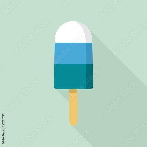 Blue white popsicle icon. Flat illustration of blue white popsicle vector icon for web design