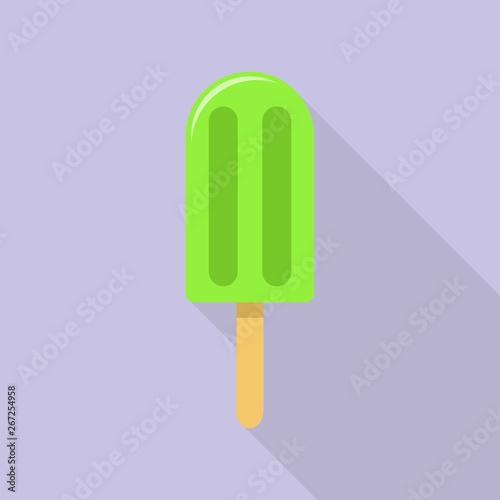 Green popsicle icon. Flat illustration of green popsicle vector icon for web design
