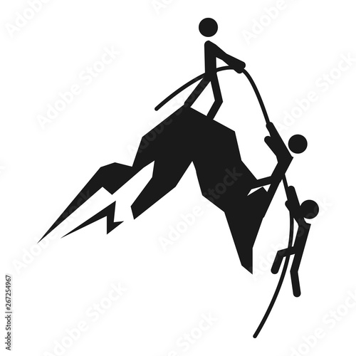 Man help climbing mountain icon. Simple illustration of man help climbing mountain vector icon for web design isolated on white background