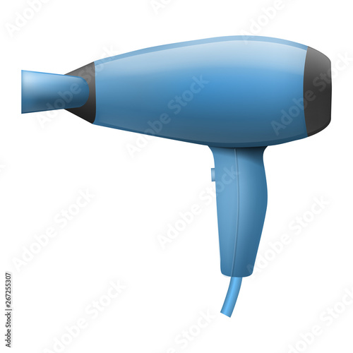Blue dryer icon. Realistic illustration of blue dryer vector icon for web design isolated on white background