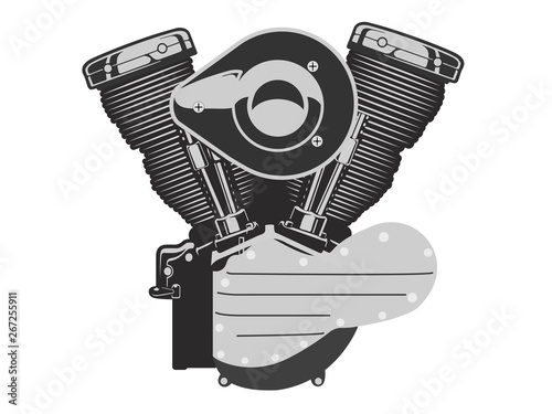 Motorcycle engine on a white background