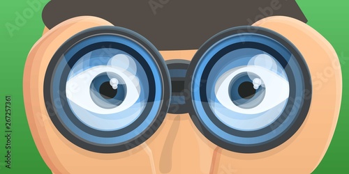 Binoculars concept banner. Cartoon illustration of binoculars vector concept banner for web design