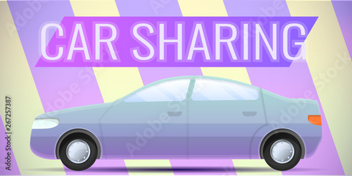 City car sharing concept banner. Cartoon illustration of city car sharing vector concept banner for web design