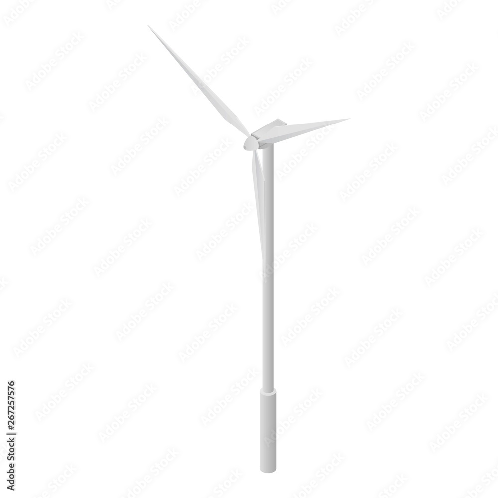 Wind turbine icon. Isometric of wind turbine vector icon for web design isolated on white background