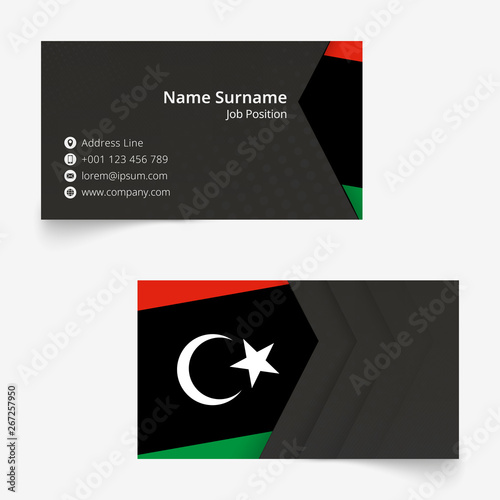 Libya Flag Business Card, standard size (90x50 mm) business card template.