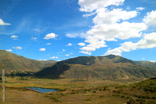 Beautiful Landscape with Mountain Ranges and Lakes of the South Valley of Cusco Region, Peru