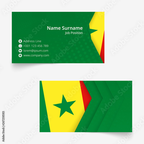 Senegal Flag Business Card, standard size (90x50 mm) business card template.
