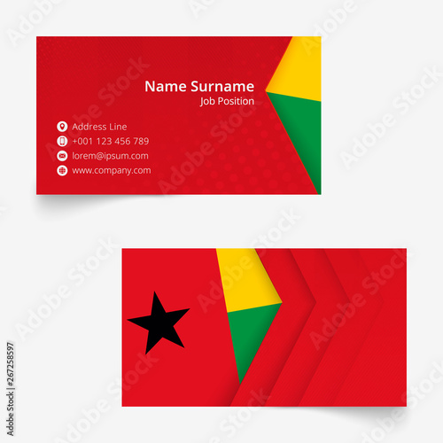 Guinea-Bissau Flag Business Card, standard size (90x50 mm) business card template.