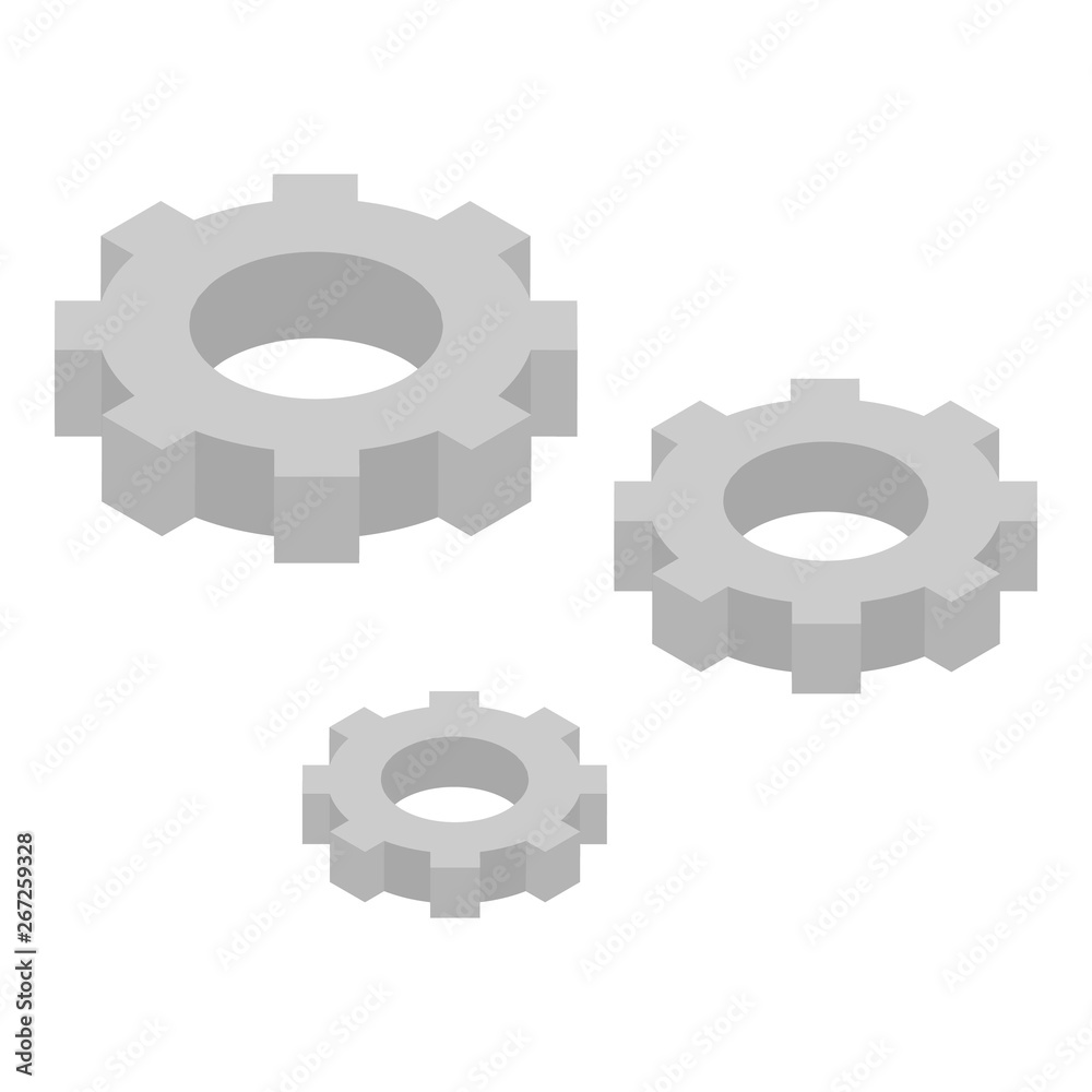 Set gear cog icon. Isometric of set gear cog vector icon for web design isolated on white background Set gear cog icon. Isometric of set gear cog vector icon for web design isolated on white background