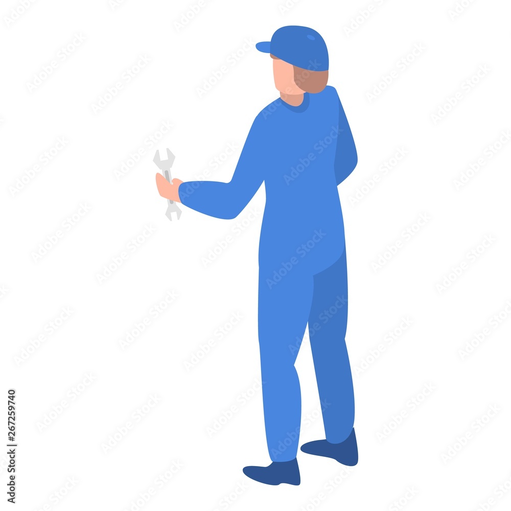 Car repair worker icon. Isometric of car repair worker vector icon for web design isolated on white background Car repair worker icon. Isometric of car repair worker vector icon for web design isolated on white background