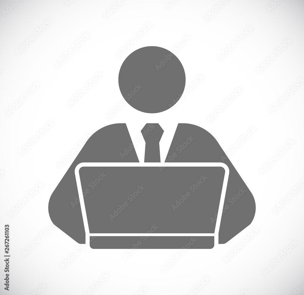 persone working for notebook computer icon persone working for notebook computer icon