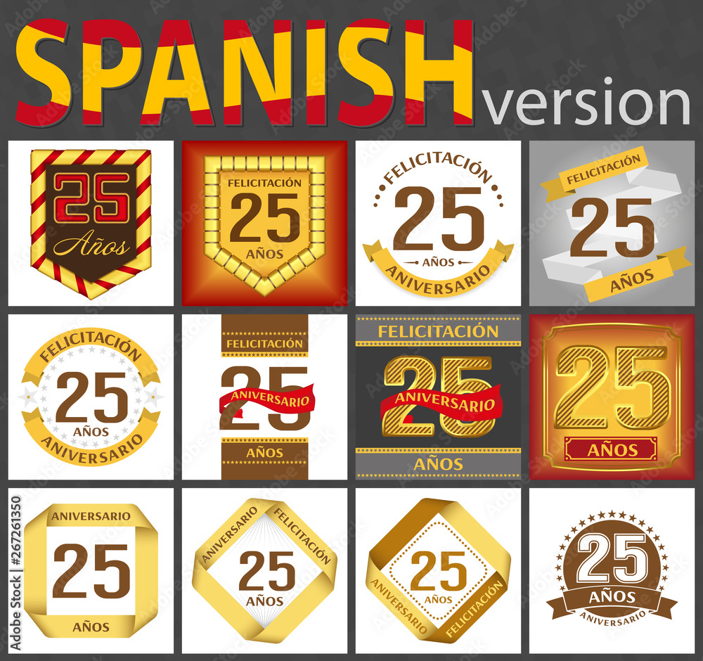 Spanish set of number 25 templates