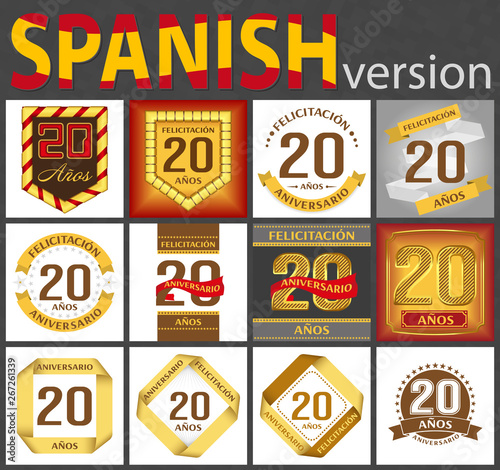 Spanish set of number 20 templates