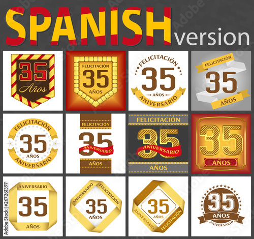 Spanish set of number 35 templates