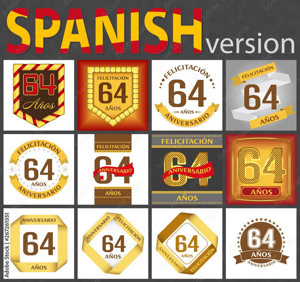 Spanish set of number 64 templates