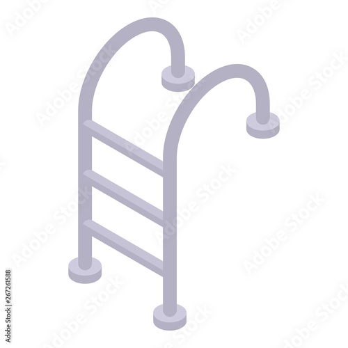 Metal pool stairs icon. Isometric of metal pool stairs vector icon for web design isolated on white background