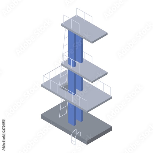 Pool diving tower icon. Isometric of pool diving tower vector icon for web design isolated on white background