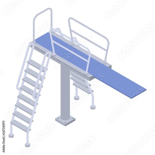 Stairs diving pool icon. Isometric of stairs diving pool vector icon for web design isolated on white background