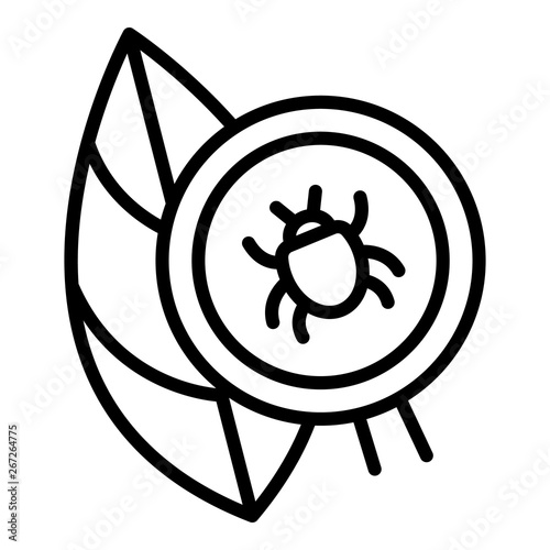 Mite on leaf icon. Outline mite on leaf vector icon for web design isolated on white background