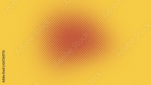 Yellow retro comic pop art background with halftone dots design, vector illustration template
