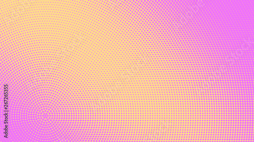 Magenta and orange pop art background in retro comic style with halftone dots, vector illustration of backdrop with isolated dots