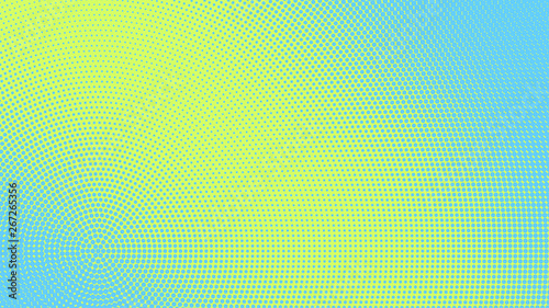 Blue and green modern pop art background with dots design, abstract vector illustration in retro comics style