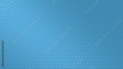 Blue pop art background in vitange comic style with halftone dots, vector illustration template for your design