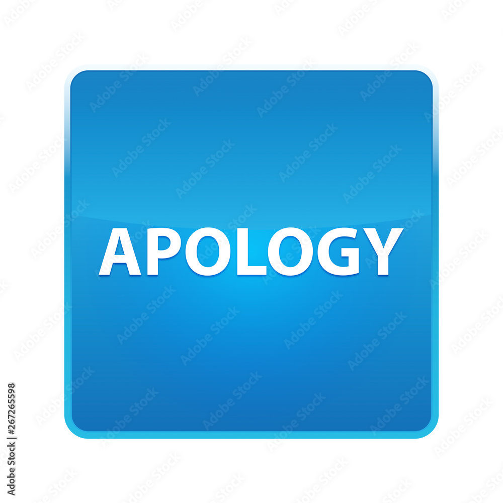 Apology shiny blue square button Apology shiny blue square button