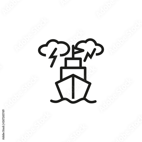 Sea storm line icon. Steamer, ship, nautical shipping. Marine port concept. Vector illustration can be used for topics like transportation, navigation, travel