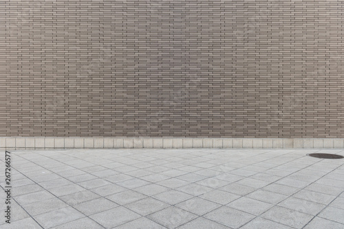 street wall background  Industrial background  empty grunge urban street with warehouse brick wall