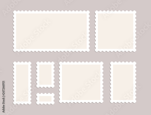 Valokuvatapetti Blank postage stamps vector set isolated