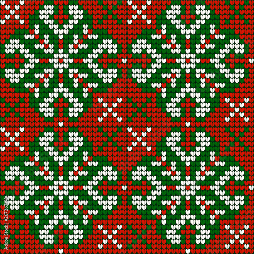 Grandma s Christmas knitting pattern in red, green and white colors