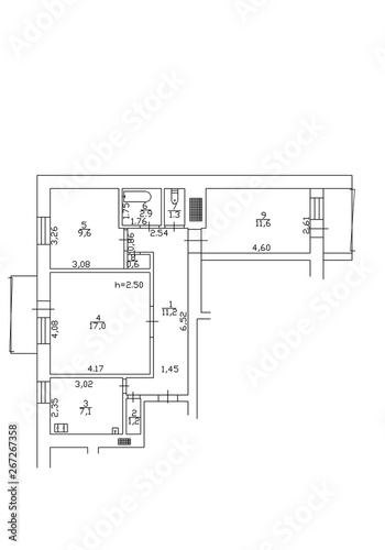 2d floor plan. Black&white floor plan. Floorplan