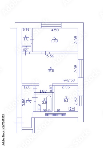 2d floor plan. Black&white floor plan. Floorplan