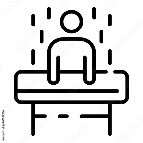 A man in a test tube icon. Outline a man in a test tube vector icon for web design isolated on white background