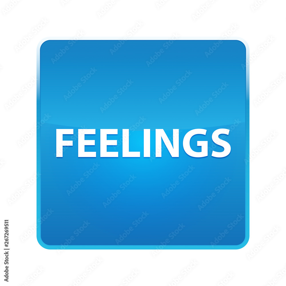 Feelings shiny blue square button Feelings shiny blue square button